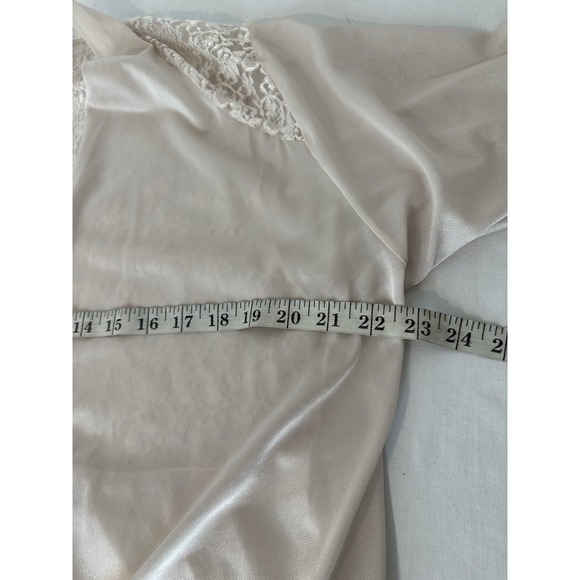 VTG 90s Olga Robe Womens XL Pale Pink Belted Nylon Long Maxi Lace Back - Picture 9 of 10